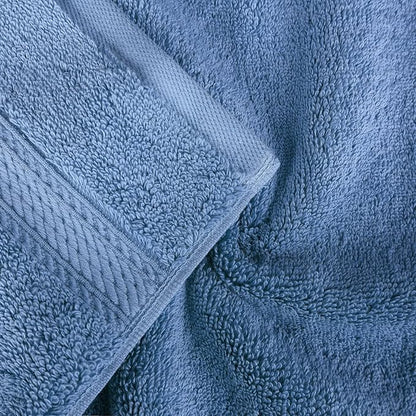 SUPERIOR Egyptian Cotton Ultra Plush & Absorbent, 8 Piece Set, Denim Blue | Quick Dry, Soft Luxury Towel Set, Bath Essentials, Guest Bath, Spa, 2 Bath, 2 Hand, 4 Face Towels, Madeline Towels