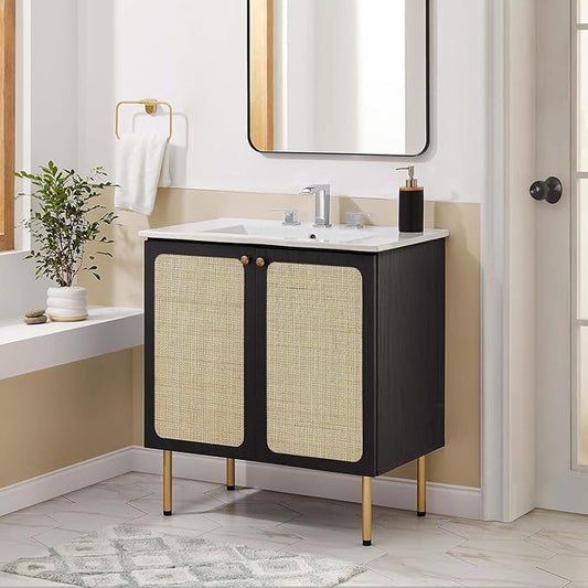 Modway EEI-6695-BLK-WHI Chaucer 30" Bathroom Vanity, Black White