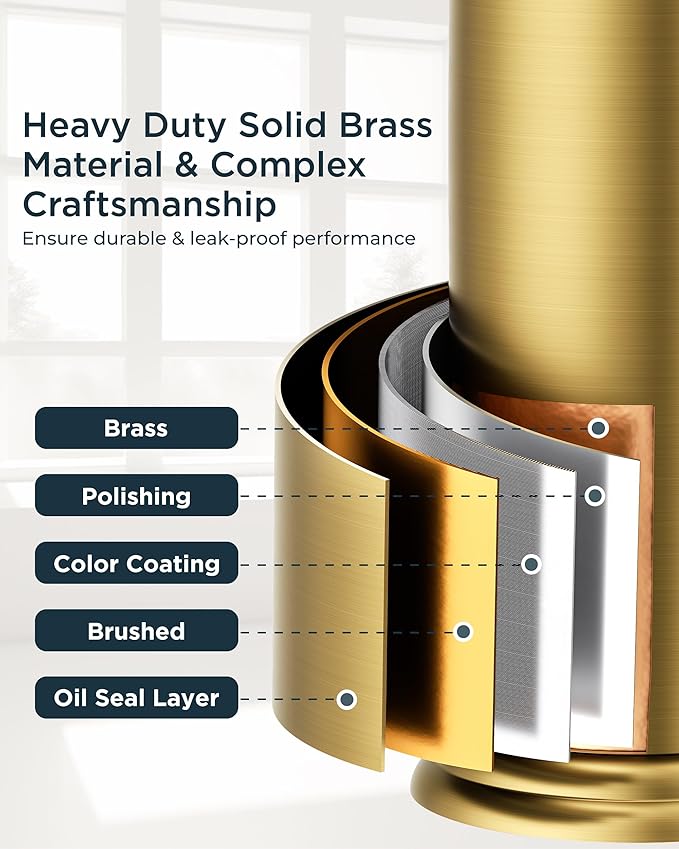 Forious Vessel Sink Faucet Bathroom Brushed Gold, Tall Waterfall Bathroom Faucets One Hole Single Handle Bathroom Bowl Sink Faucet Lavatory Vanity Faucets with Metal Pop Up Drain and Supply Lines