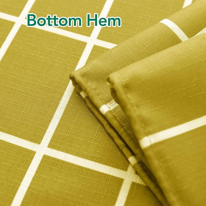 Fabric Farmhouse Shower Curtain-Extra Long Shower Curtains Bathroom Gold | 72"Wx84"L Faux Linen Grid Minimalist Simple Rustic Neutral Shower Curtain Decor-Cloth Geometric Plaid Washable Hotel Quality