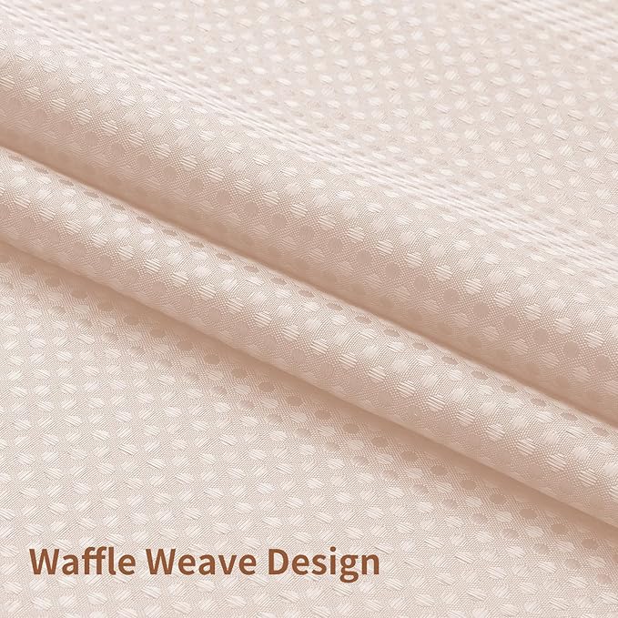 No Hook Shower Curtain with Snap in Fabric Liner, Waffle Weave Heavy Duty Thick Shower Curtains with Mesh Top Window, Hotel Style Waterproof Bathroom Curtain Set, 72 x 75 Inch, Blush Pink