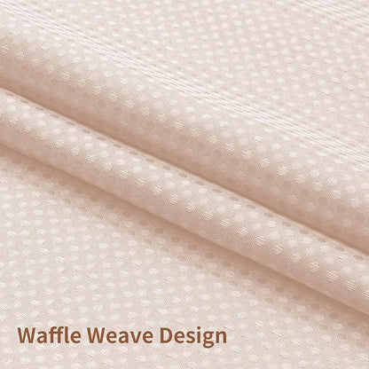 No Hook Shower Curtain with Snap in Fabric Liner, Waffle Weave Heavy Duty Thick Shower Curtains with Mesh Top Window, Hotel Style Waterproof Bathroom Curtain Set, 72 x 75 Inch, Blush Pink