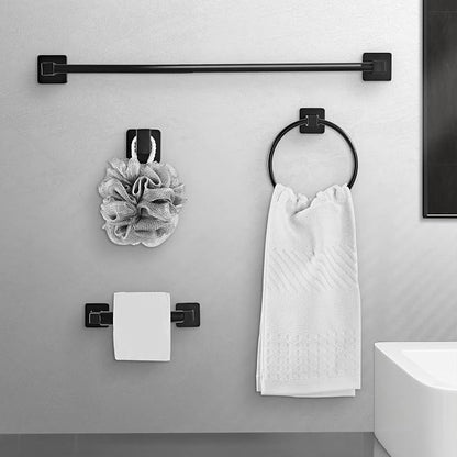 Matte Black Bathroom Hardware Set 8 Pieces,Towel Bar Set Stainless Steel Wall Mounted, Includes 16In Hand Towel Bar, Towel Ring, Robe Towel Hooks,Toilet Paper Holder, Bathroom Towel Rack Set…