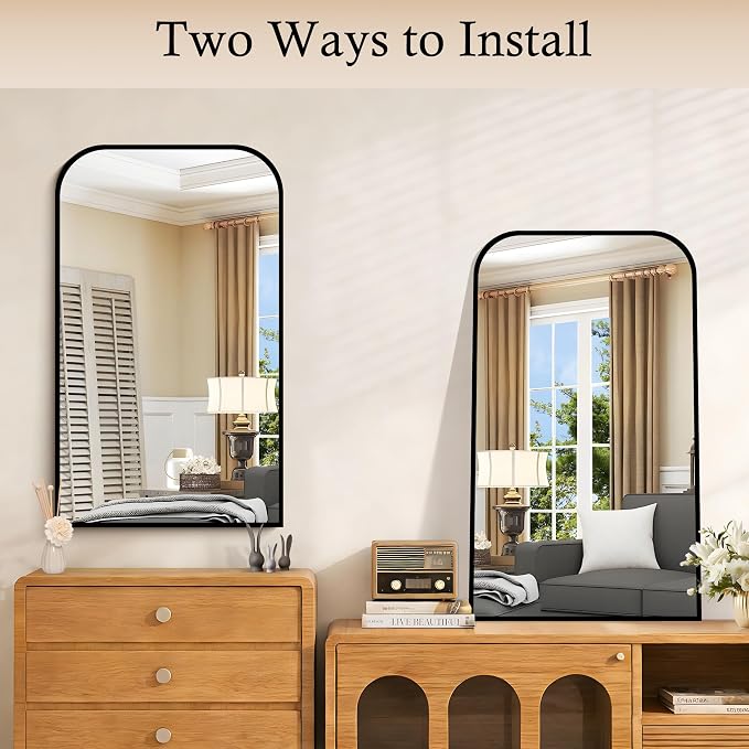 COFENY Bathroom Mirror, 18x30 inch Black Rectangle Wall Mounted Mirror with Thin Frame, Bathroom Vanity Mirrors for Over Sink, Entryway, Living Room, Bedroom