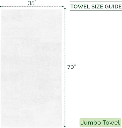 Elegant Comfort 100% Turkish Cotton Corduroy Ribbed Luxury Jumbo Bath Towel Ultra Soft - 35 x 70 Inch - Luxury Spa Premium Hotel Quality Highly Absorbent and Quick Dry Large Bath Towel, White