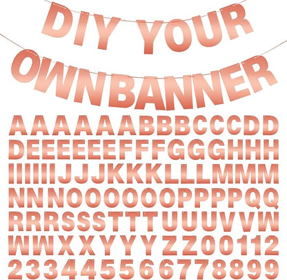 DIY Banner Kit with Letters Bright Rose Gold Customizable Birthday Banners Graduation Banner Custom Party Hanging Banners for Graduation Wedding Party Baby Shower Decoration (Bright Rose Gold)