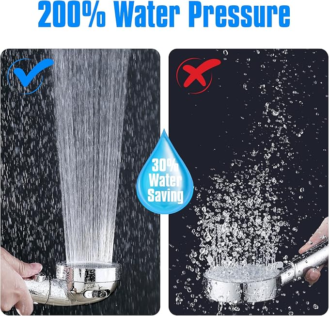 JONKEAN Handheld Shower Head with Hose for RV Chrome | High Pressure and Water Saving, ON/OFF Switch, Easy to Detachable, Equipped with 3 Spray Modes and Bracket