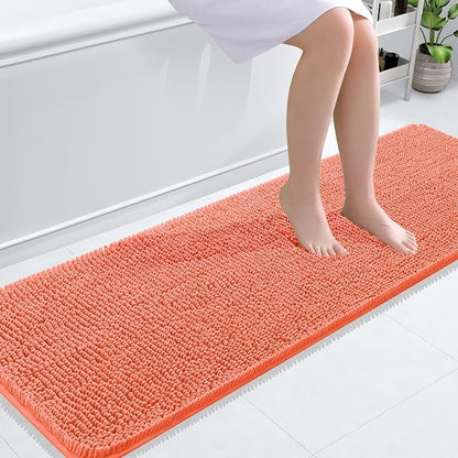 OLANLY Bathroom Runner Rugs 59x20, Extra Soft Absorbent Chenille Bath Rugs | Coral, Quick-Drying Rubber Backing, Machine Washable Long Bath Mat for Bathroom Floor, Tub and Shower, Home Decor Accessories