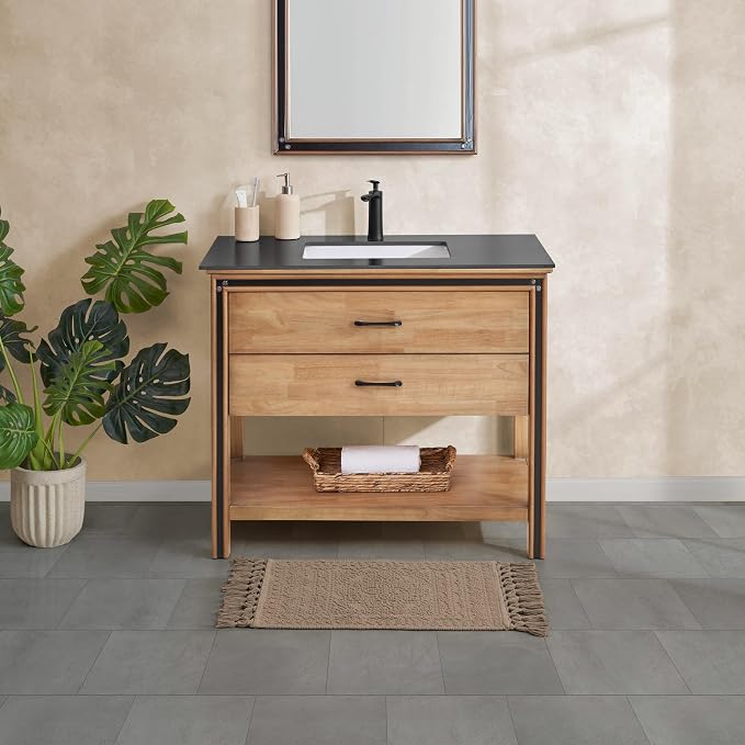 French Connection Nellore Bathroom Rugs, Woven and Beaded Bathroom Mats, Durable Non-Slip Bath Rugs, Thick BathMats, 17'' x 28'', Light Brown (FCB020920)