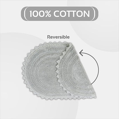 Better Trends 2 PC Bathroom Rug Set Lilly Crochet Border Oval 17x2420x32 100% Cotton Soft Absorbent Washable Reversible Bath Mat for Bathroom Floor Decor Bedroom Kitchen Gray