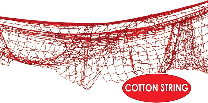 Beistle Red Decorative Fish Netting, Beach Party Supplies for Ocean, Under-The-Sea or Pirate Themed Parties, Hawaiian Luau’s, Summer Beach Parties, 4’ x 12’