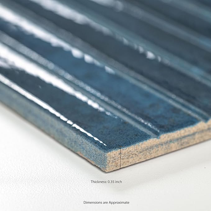 MSI Marino Deep Azure 5 in. x 10 in. Glossy Porcelain Fluted Wall Tile for Bathroom, Kitchen Backsplash, Accent Wall Tile, and Shower Wall Tile