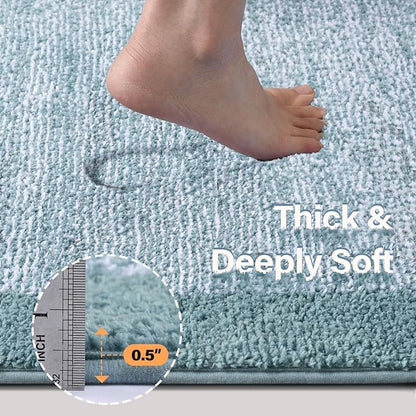 Bathroom Rugs 40x24 Non Slip Washable, Dusty Blue Bath Mat for Bathroom Floor Tub, Soft Absorbent Quick Dry Mats for Shower, Bathtub,Home Decor