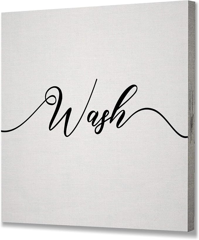 Renditions Gallery Simple Wash sign Bathroom Décor Gallery Wrapped Canvas Wall Art, 12x12,