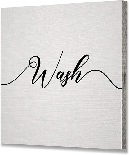 Renditions Gallery Simple Wash sign Bathroom Décor Gallery Wrapped Canvas Wall Art, 12x12,