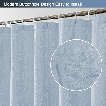 Glacier Blue Shower Curtain for Bathroom 78 Inches Long, 3D Embossed Textured Fabric Farmhouse Shower Curtain Soft Cloth, Water Repellent, Machine Washable, Hotel Style, 72" W x 78" L