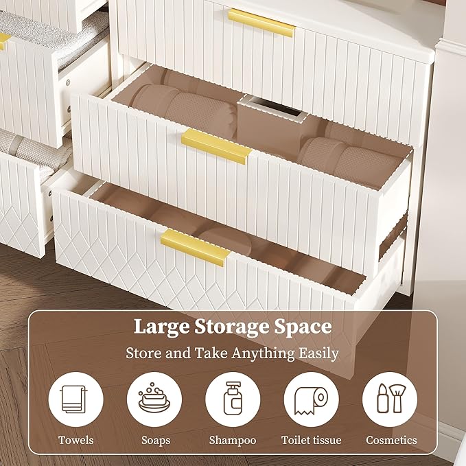 24 Inch Bathroom Vanity with Sink, Wall Mounted Bathroom Storage Cabinet with 2 Drawers, Floating Bathroom Vanities with Decor Line