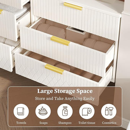 24 Inch Bathroom Vanity with Sink, Wall Mounted Bathroom Storage Cabinet with 2 Drawers, Floating Bathroom Vanities with Decor Line