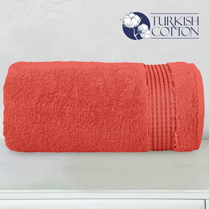 Elegant Comfort Premium Super Soft Highly Absorbent 1 Piece Oversized Bath Sheet - 40" x 80" inch, Luxurious Hotel Spa Quality 100% Turkish Cotton Extra Large Bath Towels for Adults, Coral