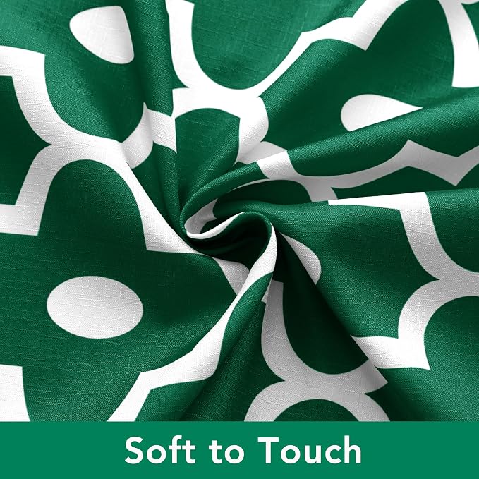 Fabric Modern Extra Long Shower Curtains for Bathroom-Hunter Green & White | 72"W x 84"L Textured Faux Linen Elegant Classic Moroccan Bath Decor-Hotel Quality Transitional Washable & Breathable Cloth