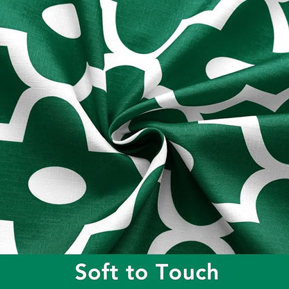 Fabric Modern Extra Long Shower Curtains for Bathroom-Hunter Green & White | 72"W x 84"L Textured Faux Linen Elegant Classic Moroccan Bath Decor-Hotel Quality Transitional Washable & Breathable Cloth