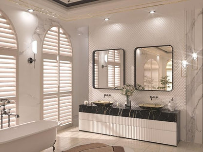 32 x 36 Inch Black Mirror for Bathroom,Vanity Mirror, Modern Rectangle Round Corner Matte Framed Mirror (Horizontal/Vertical)