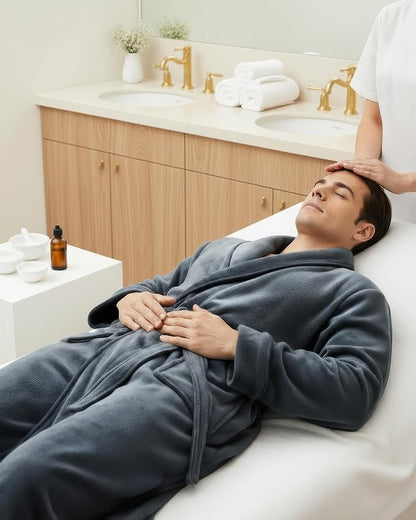 NY Threads Mens Robe, Luxury Plush Fleece Mens Bathrobe, Spa Bath Robe for Men