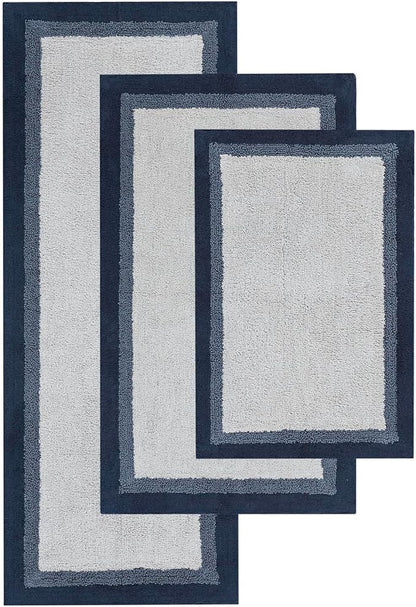 Madison Park Amherst Tufted Bath Rug Cotton Non-Slip, 20 x 30, Navy | Quick Dry, Ultra Soft, Pile, Machine Washable, Absorbent, OEKO-TEX Certified