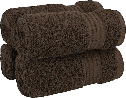 Cotton Paradise 100% Cotton Turkish Washcloth Set for Bathroom, 4 Piece Soft Absorbent Small Towels Wash Rags, Brown