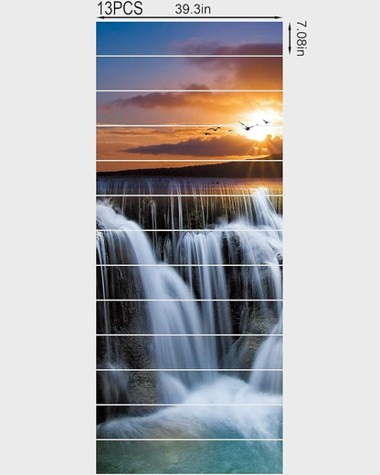 FLFK Stair Decals - Stair Stickers Decals Peel and Stick,Waterfall Stair Risers Decals Self-Adhesive for Home Decor, 39.3" W x 7.08" H x 13Pcs
