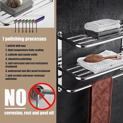 LUANT 30 Inch Bathroom Shelf 3-Tier Wall Mounting Rack with Towel Bars, Extra Long