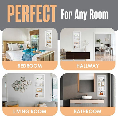 Houseables Recessed Medicine Cabinet, Recessed Wall Niche, Medicine Cabinet Insert, Bathroom Niche, In Wall Shelf, Insert for Drywall, Between Studs Shelf Replacement, Without No Mirror, 14x36 (17x38)