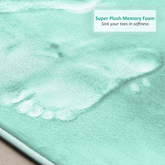 Clara Clark 3 Piece Bathroom Rugs Bath Mat Set, Velvet Memory Foam Bath Mats for Bathroom - Non-Slip, PVC Backing Bath Rugs, Washable - Dries Quickly, Blue