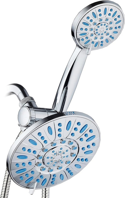 Antimicrobial/Anti-Clog High-Pressure 30-setting Rainfall Shower Combo by AquaDance with Microban Nozzle Protection from Growth of Mold Mildew & Bacteria for Stronger Shower! Wave Blue | Enjoy More Power & Better Shower Hygiene with Lifetime Antimicrib...