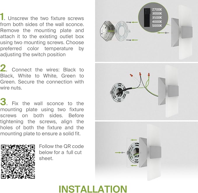 ASD 14 Inch Indoor LED Wall Sconce - 24W 2700K-5000K Dimmable Brushed Nickel Wall Sconce Lights for Living Room, Bedroom, Bathroom, Hallway - Modern Wall Sconces Hardwired, ETL Interior Light