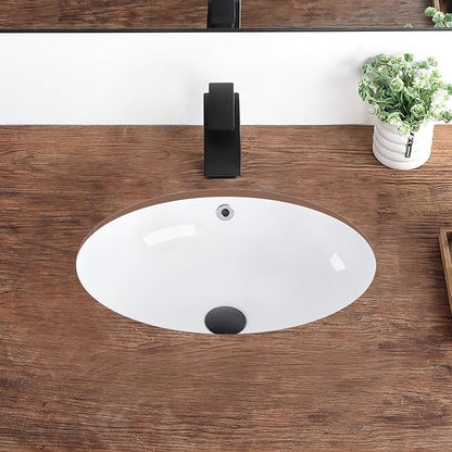 Undermount Bathroom Sink 20.5"x15.4" Oval White Ceramic with Overflow | Porcelain Ceramic Bathroom Sinks Under Counter Basin 20 Inch