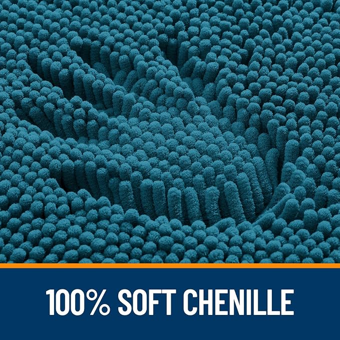 OLANLY Large Bathroom Rugs 44x32, Extra Soft Absorbent Chenille Bath Rugs | Peacock Blue, Quick-Drying Rubber Backing, Washable Bath Mat for Bathroom Floor, Tub and Shower, Home Decor Accessories