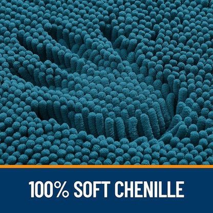 OLANLY Large Bathroom Rugs 47x32, Extra Soft Absorbent Chenille Bath Rugs | Peacock Blue, Quick-Drying Rubber Backing, Washable Bath Mat for Bathroom Floor, Tub and Shower, Home Decor Accessories