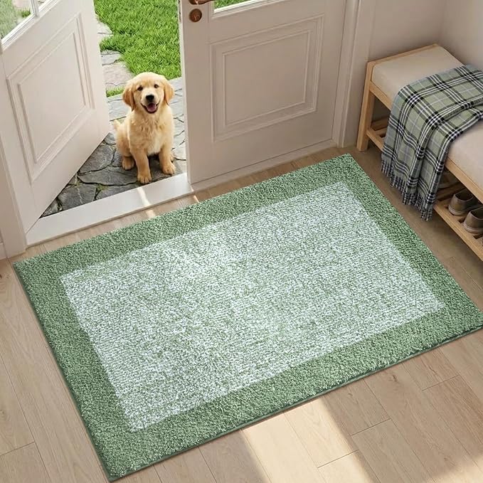 36x24 Large Bathroom Rugs Washable Non Slip, Green Bath Mat for Bathroom Floor Tub, Soft Absorbent Quick Dry Mats for Shower, Bathtub,Home Decor
