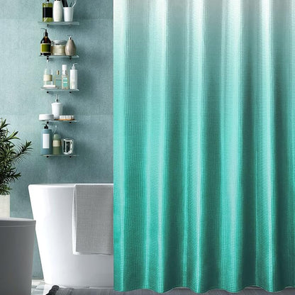 Teal Ombre Fabric Shower Curtain for Bath Decor, 72 x 72 | Teal Gradient Fabric Shower Curtain, Cloth-Textu Bathroom Curtains Shower Set, Water Repellent and Machine Washable