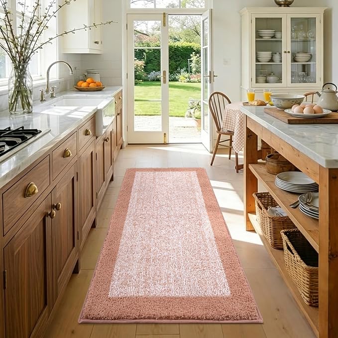 48x24 Long Bathroom Rugs Washable Non Slip, Pink Bath Mat for Bathroom Floor Tub, Soft Absorbent Quick Dry Mats for Shower, Bathtub,Home Decor