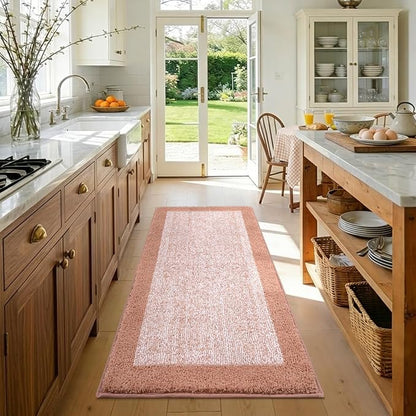 48x24 Long Bathroom Rugs Washable Non Slip, Pink Bath Mat for Bathroom Floor Tub, Soft Absorbent Quick Dry Mats for Shower, Bathtub,Home Decor