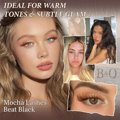 B&Q Brown Lash Clusters, Mocha C Curl Natural Look, 144 Pcs | Brown lash clusters C curl 8-16mm, soft natural look, versatile for all hair colors, DIY daily wear work wedding party travel