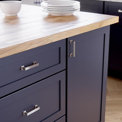 Franklin Brass 10 Pack Brushed Nickel Cabinet Handles 3 inch (76mm) Kitchen Cabinet Handles and Drawer Pulls for Cupboards and Dressers | Recessed Square