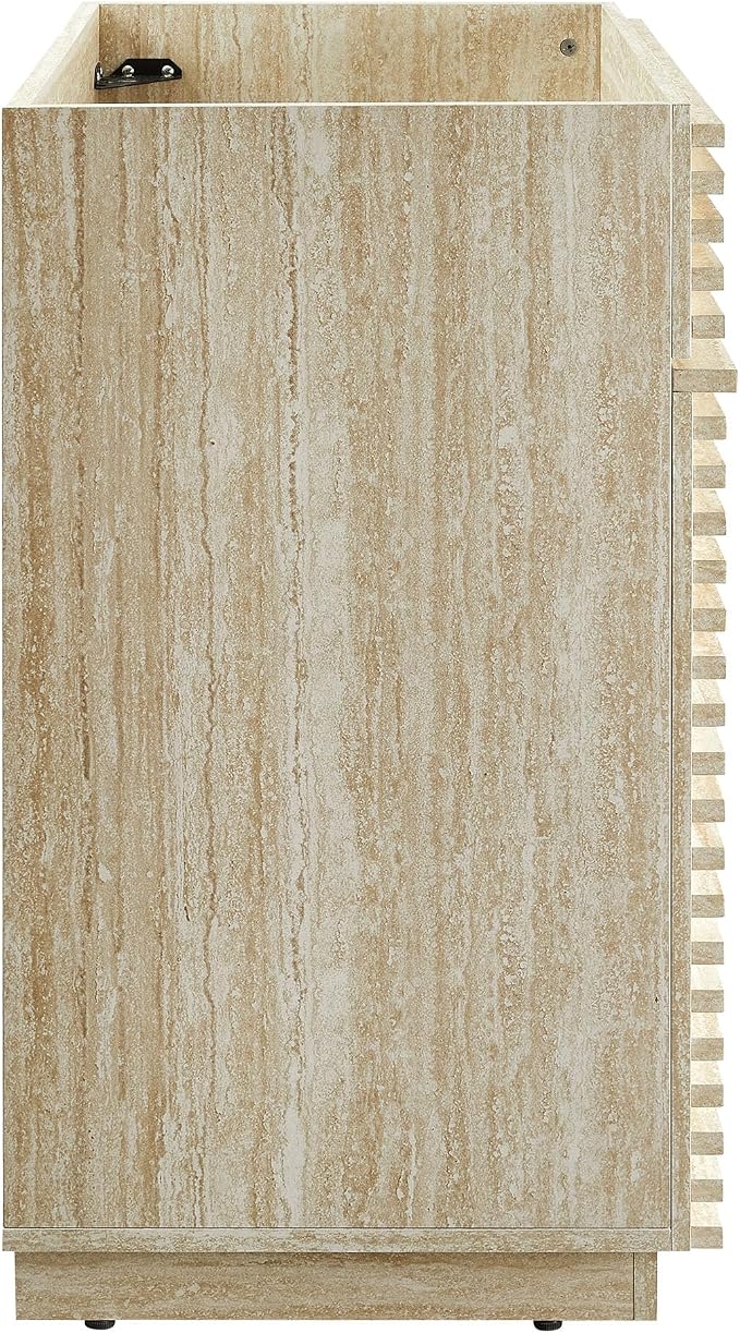 Modway Render Faux Travertine Slatted Bathroom Cabinet in Travertine