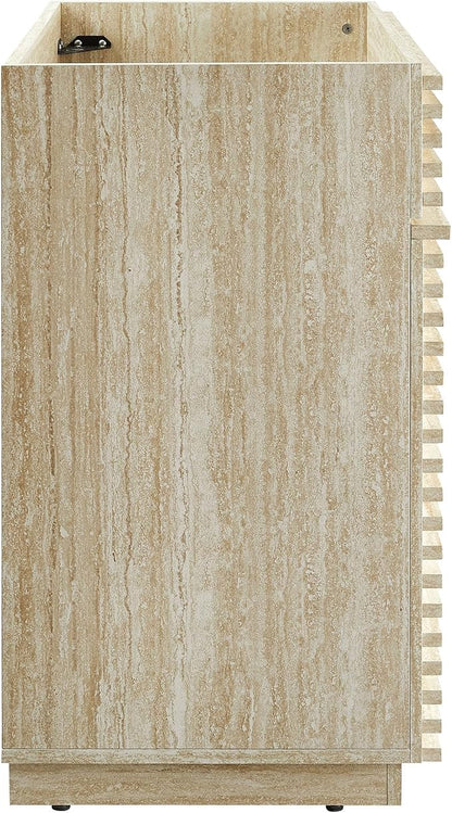 Modway Render Faux Travertine Slatted Bathroom Cabinet in Travertine