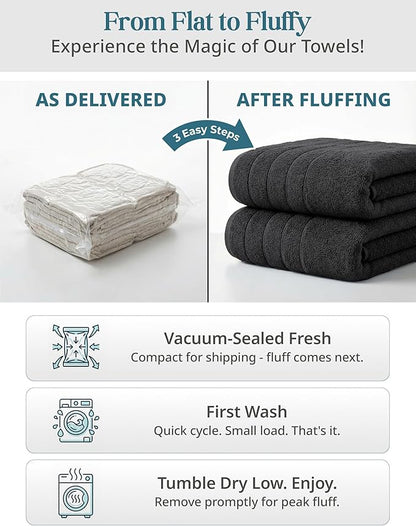Casa Platino Bath Sheet Towel Set, 4 Pack Bath Sheet(36"x 72"), 100% Ring Spun Cotton Bath Sheets, Lightweight Black Bath Sheet, Highly Absorbent Black Towels, Quick Drying Towels Set, Soft Towel