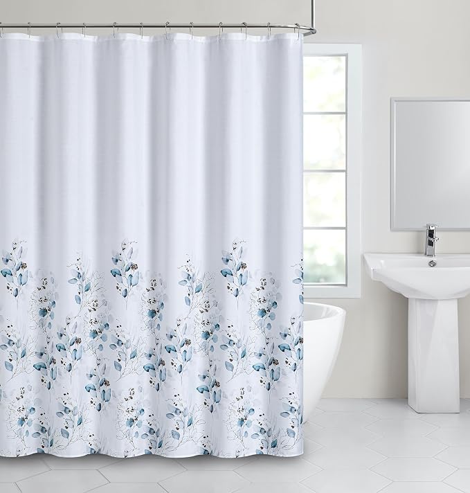 Dainty Home Sweet Garden 3D Textured Weave Shower Curtain for Bathroom 70" x 72" Water-Resistant Washable Polyester Blend Fabric Bath Curtain, Decorative Bathroom Décor