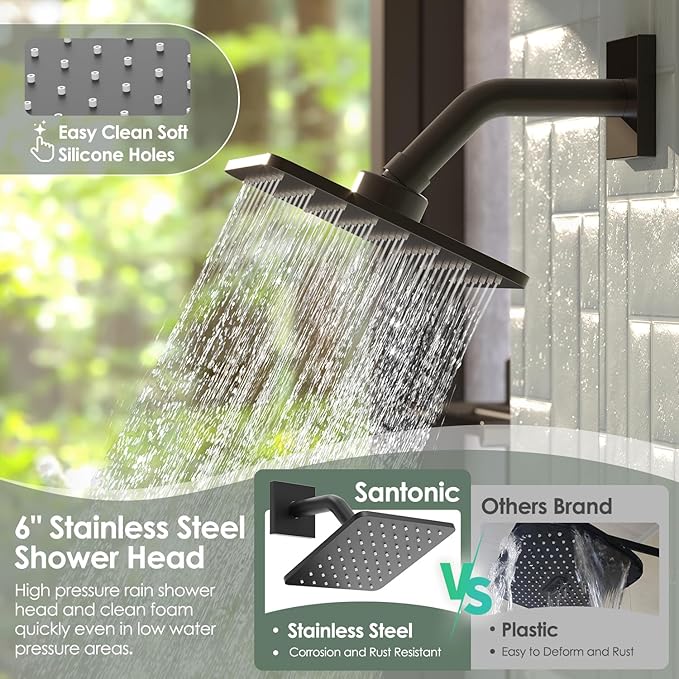 Replacement for Delta Shower Trim Kit 14 Series, High Pressure Matte Black Shower Faucet Set, 6-Inch Black Shower Head and Handle Set(Valve/Cartridge Not Included)