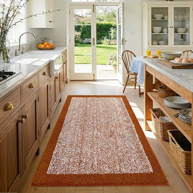 48x32 Large Bathroom Rugs Washable Non Slip, Bath Mat for Bathroom Floor Tub, Soft Absorbent Quick Dry Mats for Shower, Bathtub,Home Decor(Coral Orange)